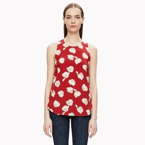 Theory Red Zabetha Silk Crimson & Ivory Harper Floral Print Tank Top/Cami Size S